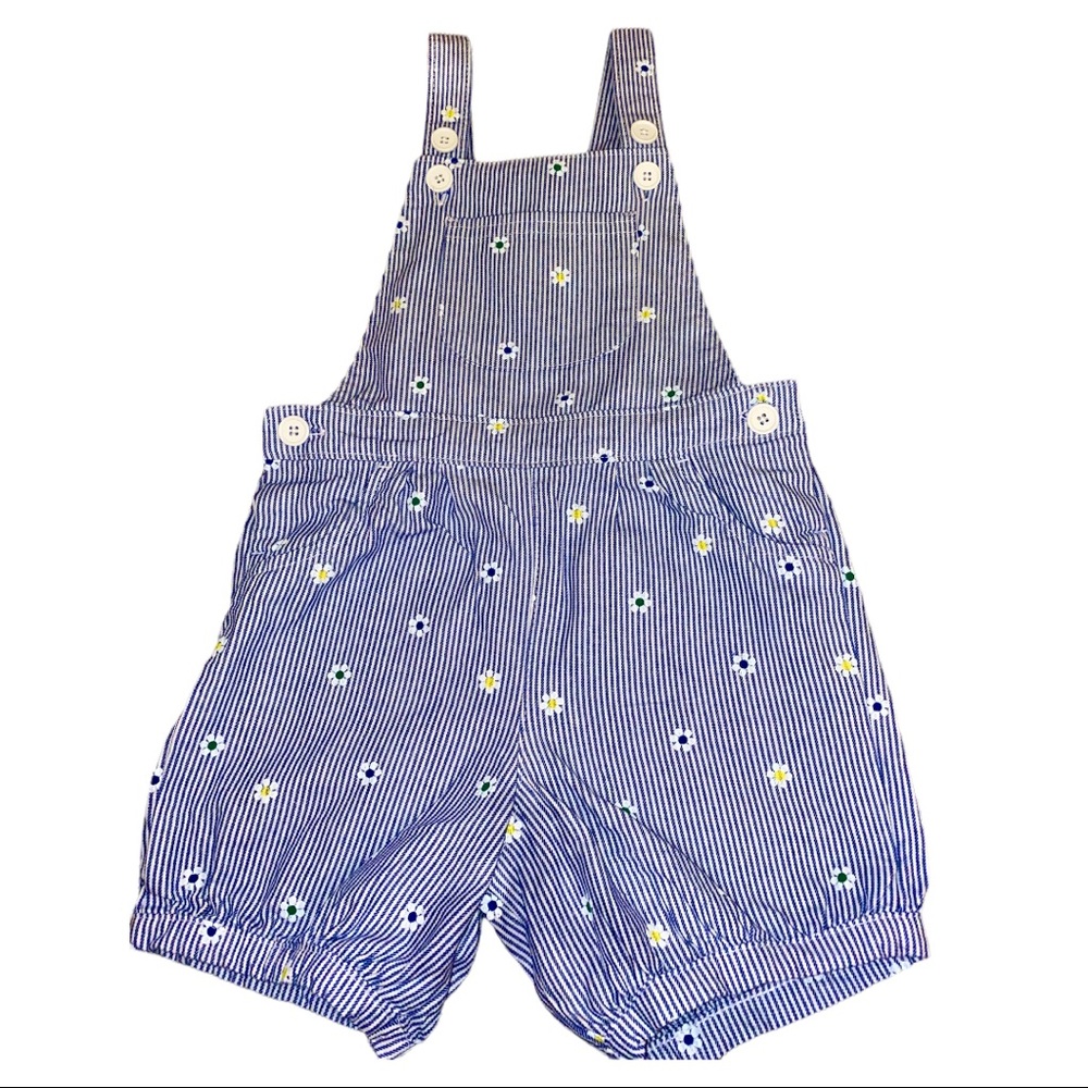 24 Months Blue Daisy Overall Shorts